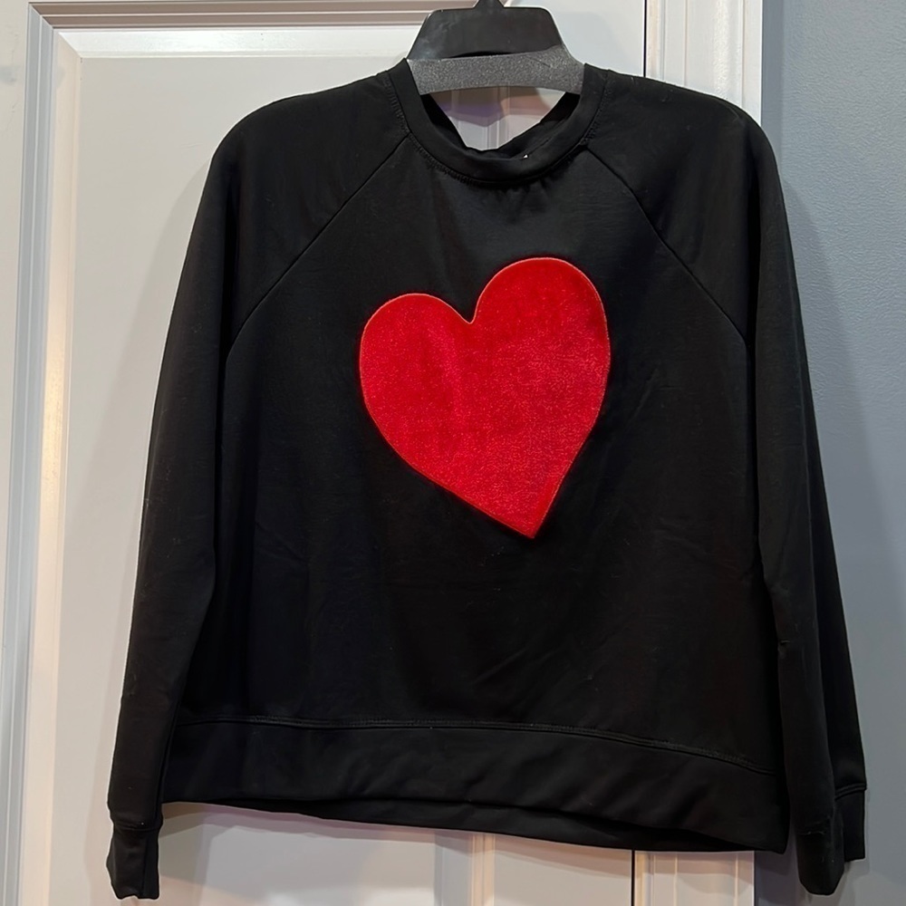 Philosophy Black Crewneck Sweatshirt with Red Velvet Heart Size small